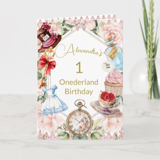 Eerste verjaardag Alice in Wonderland Kind Leeftij Kaart (Voorkant)