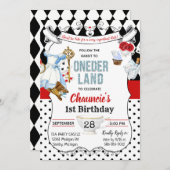 Eerste Verjaardag Alice in Wonderland Uitnodiging (Voorkant / Achterkant)