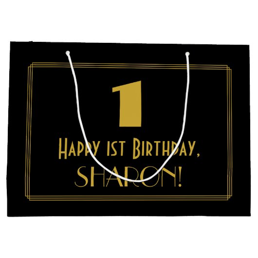 Eerste verjaardag — Art Deco Geïnspireerde look "1 Groot Cadeauzakje (Achterkant)