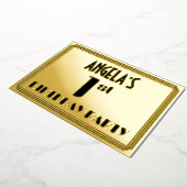 Eerste verjaardag: Art Deco Kijk "1" en naam Folie Uitnodiging (Gedraaid)