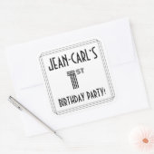 Eerste verjaardag: Art Deco Style + aangepaste naa Vierkante Sticker (Envelop)