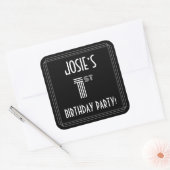 Eerste verjaardag: Art Deco Style & Custom Name Vierkante Sticker (Envelop)