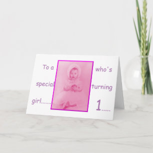 Eerste Verjaardag Baby Meisje Wenskaart Notitiekaartje
