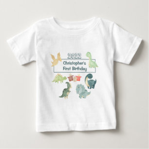 Eerste verjaardag baby schattige dinosaurus waterv