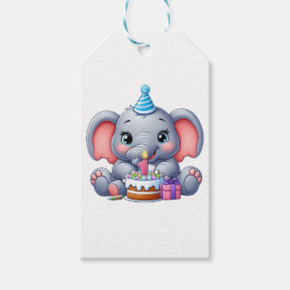 Eerste verjaardag babyolifant cadeaulabel