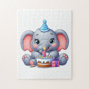 Eerste verjaardag babyolifant legpuzzel
