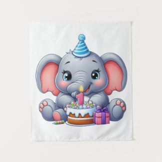 Eerste verjaardag babyolifant wandkleed