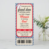 Eerste verjaardag Baseball Party uitnodiging (Staand voorkant)