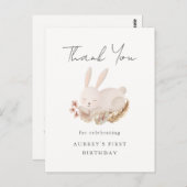 Eerste verjaardag bedankt met knuffelende slaapkon briefkaart (Voorkant / Achterkant)