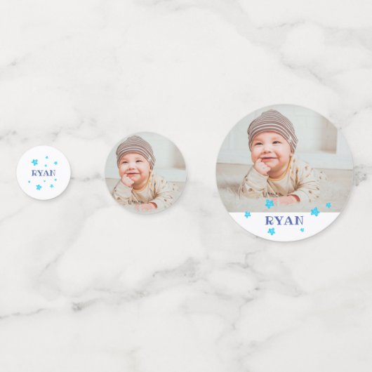 Eerste verjaardag blauwe foto verjaardagsfeestje confetti (Voorkanten)