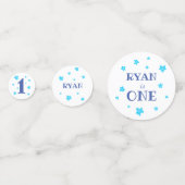 Eerste verjaardag blauwe foto verjaardagsfeestje confetti (Achterkanten)