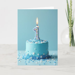 Eerste verjaardag Blauwe Taart Kaart