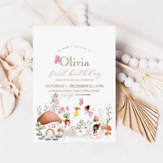 Eerste verjaardag Bloemen Feeën Pixie Meisjes Kaart