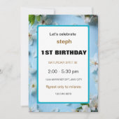 Eerste verjaardag bloemen uitnodiging (Voorkant)