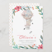 Eerste verjaardag Boho Hete luchtballon verjaardag Kaart (Voorkant / Achterkant)