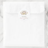 Eerste verjaardag Boho Rainbow Pink Gold Hartelijk Ronde Sticker (Tas)