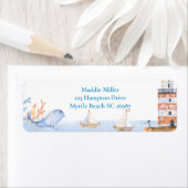 Eerste verjaardag boys Nautical Blue Lighthouse Etiket (Insitu)