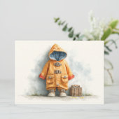 Eerste verjaardag brandweerman jongetje kaart (Staand voorkant)