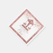 Eerste verjaardag Carrousel Floral Glitter Servet (Hoek)