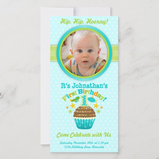 Eerste verjaardag cupcake (jongen) (Voorkant)