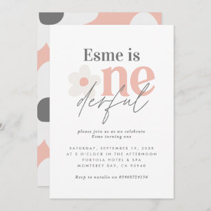 Eerste verjaardag: daisy boho retro roze meisje sc kaart