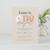 Eerste verjaardag: daisy boho retro terracotta nat kaart (Staand voorkant)