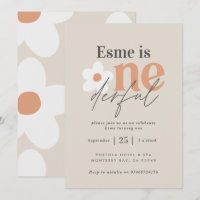 Eerste verjaardag: daisy boho retro terracotta nat
