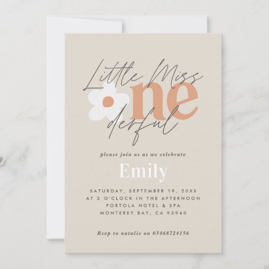 Eerste verjaardag: daisy boho retro terracotta nat kaart (Voorkant)