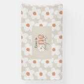 Eerste verjaardag: daisy boho retro terracotta nat spandoek (Verticaal)