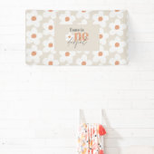 Eerste verjaardag: daisy boho retro terracotta nat spandoek (Insitu)