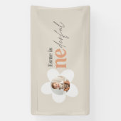 Eerste verjaardag: daisy boho retro terracotta nat spandoek (Verticaal)