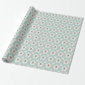 Eerste verjaardag daisy boho retro turquoise yello cadeaupapier (Uitgerold)
