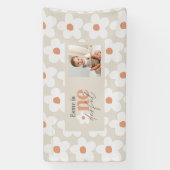 Eerste verjaardag daisy boho terracotta natuurlijk spandoek (Verticaal)