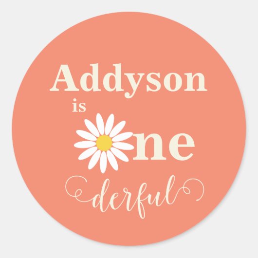 Eerste verjaardag Daisy Ronde Sticker (Voorkant)
