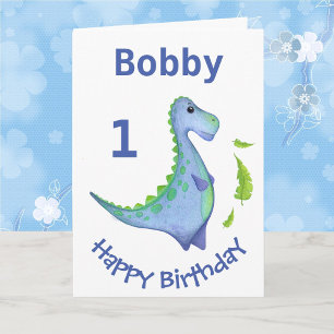 Eerste verjaardag Dinosaur personalize Boy's Name Kaart
