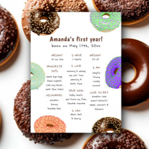 Eerste verjaardag Donuts Mijlpaal Verjaardag Poster