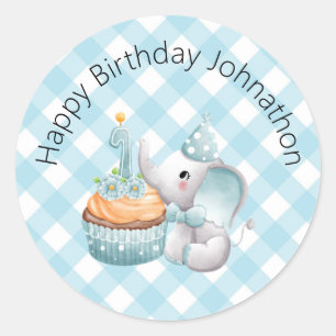 Eerste verjaardag Elephant Baby Boy Sticker Pset
