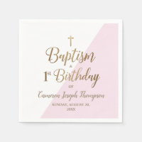 Eerste verjaardag en doop Roze Wit Goud Kruis