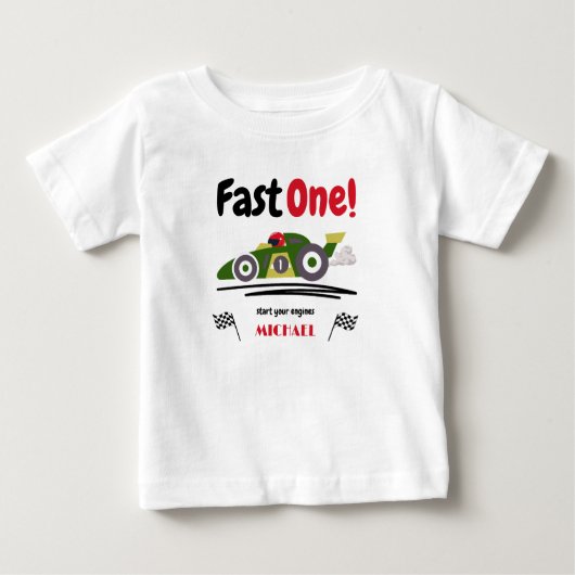 Eerste verjaardag Fast One Green  Race Car (Voorkant)
