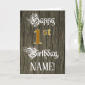 Eerste verjaardag: Faux Gold Kijk + Faux-houten pa Kaart (Voorkant)