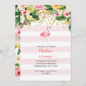 Eerste verjaardag flamingo uitnodigingen (Voorkant / Achterkant)