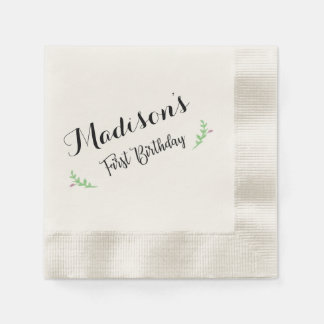 Eerste verjaardag Floral Napkin Servet