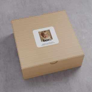 Eerste verjaardag foto acryl teken in zwart-wit vierkante sticker