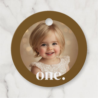 Eerste Verjaardag Foto Favoriet Label in Bruin & W