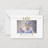 Eerste verjaardag Foto legant script Notitiekaartje (Voorkant)