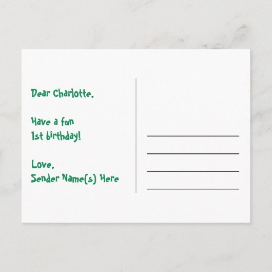 Eerste verjaardag: Fun Stars Pattern, Rainbow 1, n Briefkaart (Achterkant)