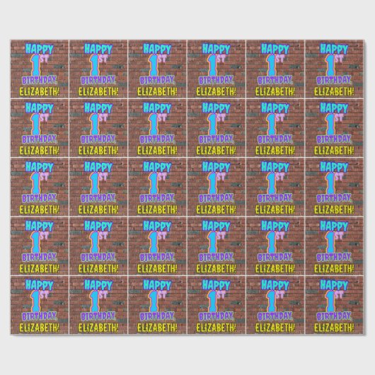 Eerste verjaardag: Fun, Urban Graffiti geïnspireer Cadeaupapier (Vlak)