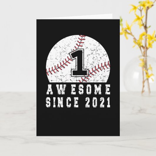 Eerste verjaardag geboren in 2021 honkbaljongen 1 kaart (Gele Bloem)