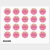 Eerste verjaardag Girly Pink & Gold Balloon Birthd Ronde Sticker (Vel)