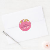 Eerste verjaardag Girly Pink & Gold Balloon Birthd Ronde Sticker (Envelop)